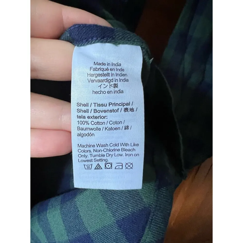 NWT J. Crew Men's Classic Plaid Flannel Shirt New Blackwatch Navy Green Size M